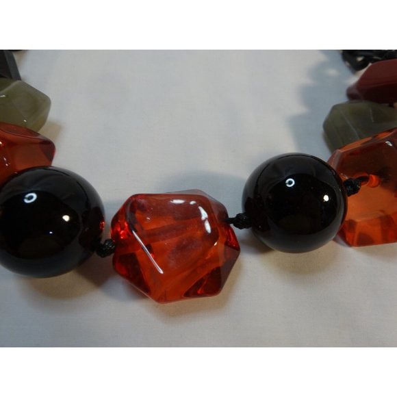 SUPER CHUNKY Lucite Assymetric Stones Chain Back NECKLACE Adjustable 22" - Picture 5 of 8